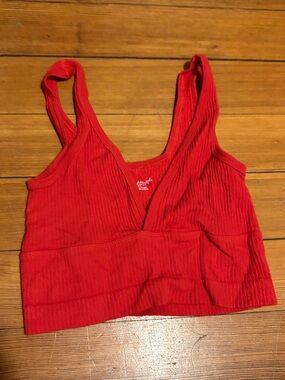 Urban Outfitters Red Ribbed V-Neck Tank